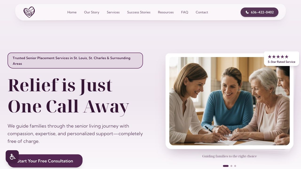 A Lending Hand Senior Solutions website presentation.