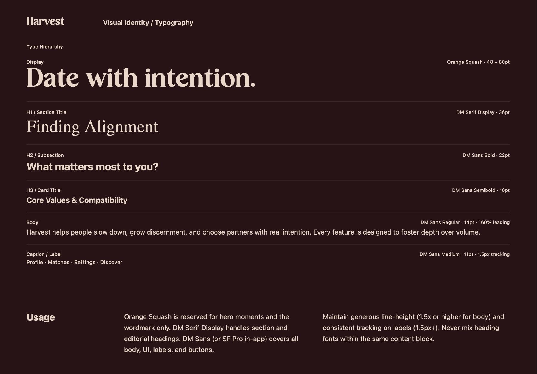 Typography hierarchy from the supplied guide.