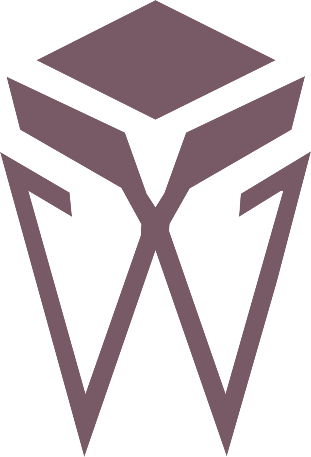 The geometric monogram in the supplied plum colorway.