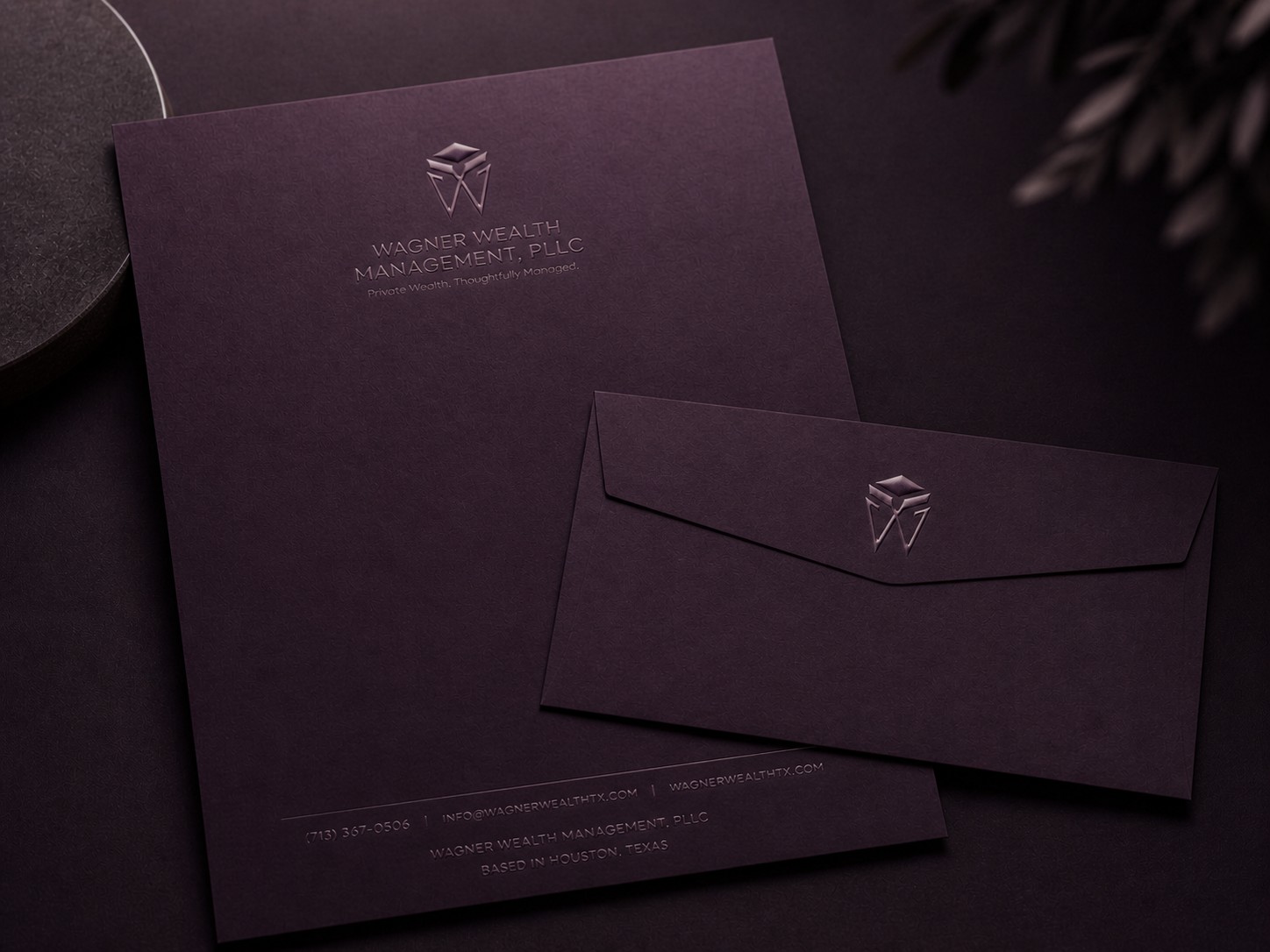 Letterhead and correspondence design mockup.
