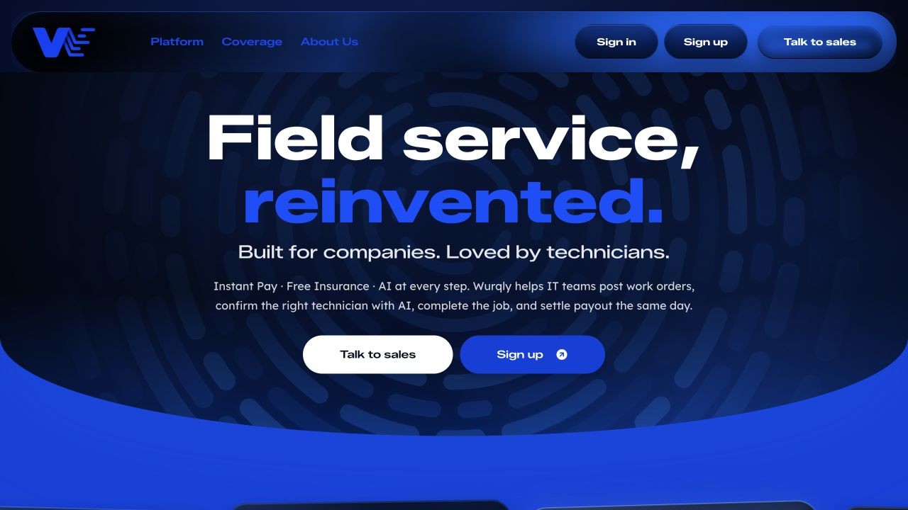Wurqly’s blue-and-dark website presentation.